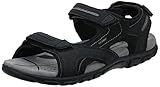 3 Geox Strada Uomo, Sandali Punta Aperta, Nero (Black/Stone C9310), 47 EU