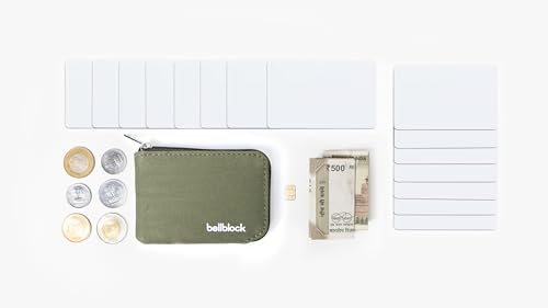 Image of Bellblock Canvas Card Holder Wallet for Man /Women | Upto 15 Cards, Folded Cash & Coins | Coin Pouch | Credit /Debit Card Holder for Men /Women | Gift for Man /Woman | Olive Green