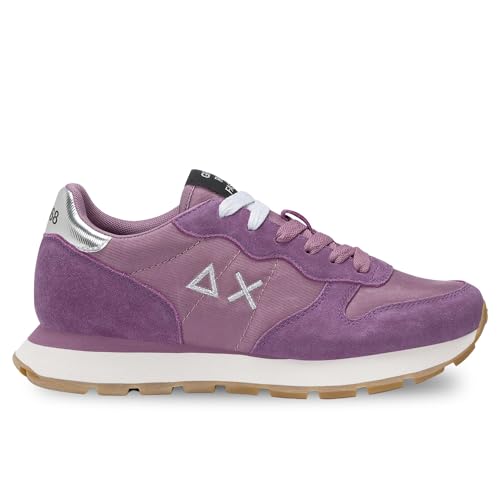 Chaussures Ally Gold Silver SUN68 Z45202 baskets mixtes en cuir mauve style retro running