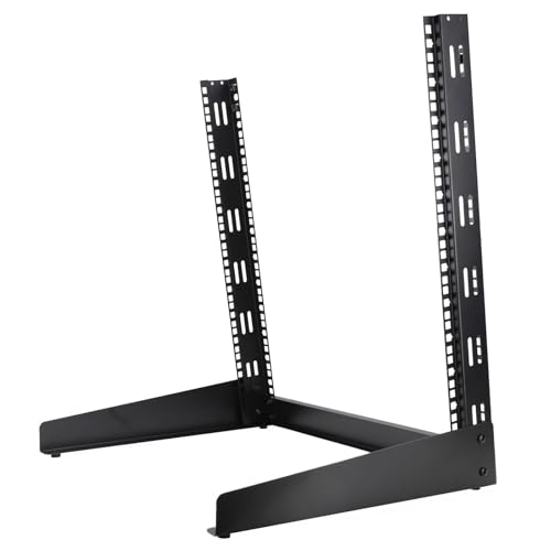 kenable 19 inch Rack Mount Stand Open Frame Desktop Work Surface Studio 12U 450mm Deep with Anti-Slip Feet