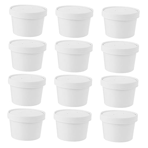 TOGEVAL 20セット 使い捨てアイスクリームカップ 蓋付き紙製ヨーグルトボウル 冷たいデザート対応 サラダやジェリー保存用 家用パーソナル