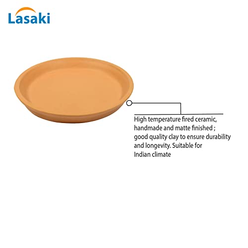 Image of Lasaki Round Ceramic Trays (Plates Saucers) for Pots, planters, Flower, Succulent(Set of 2,Ginger,4 inch) R4(Plants not Included)