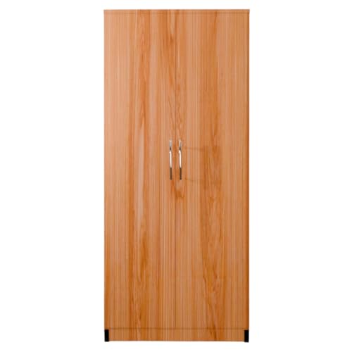 Fully Assembled 2 Door Wardrobe – Freestanding Bedroom Storage Cabinet with Hanging Rail & Shelf, Modern Clothes Organizer, 76 x 184 x 50 cm, Multiple Colours Available (Oak)