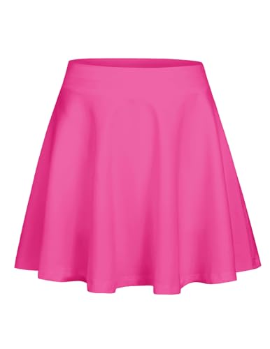 Arshiner Jupe-Shorts pour Filles Taille Haute Jupe de Sport Coupe Trapèze avec Shorts Intégré et Poches Rose Rouge/12-13 Ans