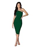 GEMEIQ Women’s Ruched One Shoulder Bodycon Midi Dress Sexy Sleeveless Cocktail Party Pencil Dresses
