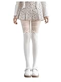 SHENHE Women's Cute Bow Tights See Through Stockings Criss Cross Casual Pantyhose White One-Size