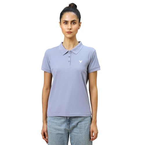 Image of TECHNOSPORT Womens Polyester Slim Fit Solid Half Sleeve Polo Matpiq T-Shirt with Techno Dry, Anti Static for Regular Use