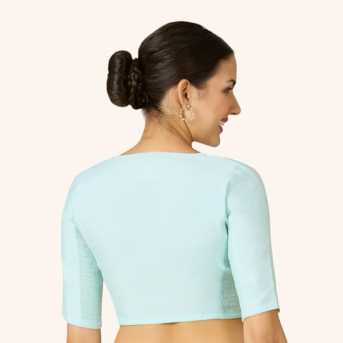 Image of Studio Shringaar Women's Cotton Stretchable (Smocked) Readymade Saree Blouse with Underarm Sweat Pads (Pack of 14 Pads)