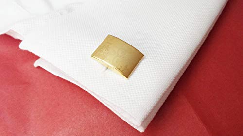 Jewelsiq Mens Cufflinks 14K Gold Plated Rectangle Shaped Laser Engraved Elegant Design Gold-Plated-Brass #TOP6