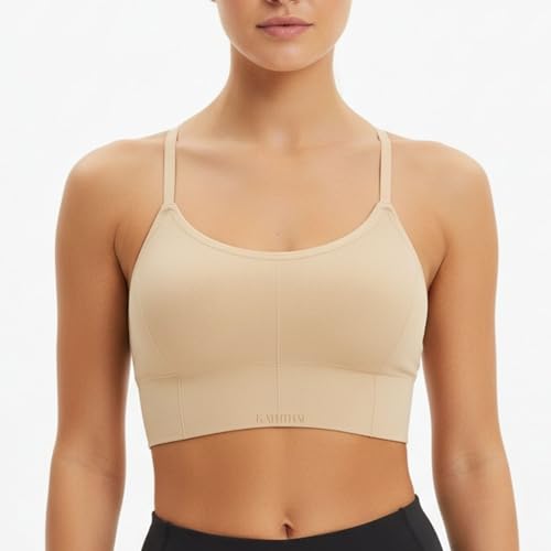 Image of Kaththai Women Cotton Padded Wire-Free Sports Bra with Adjustable Straps Soft Padded Push-Up Bra for Yoga, Fitness (Free Size Bra Fit Up to 28,30,32,34)