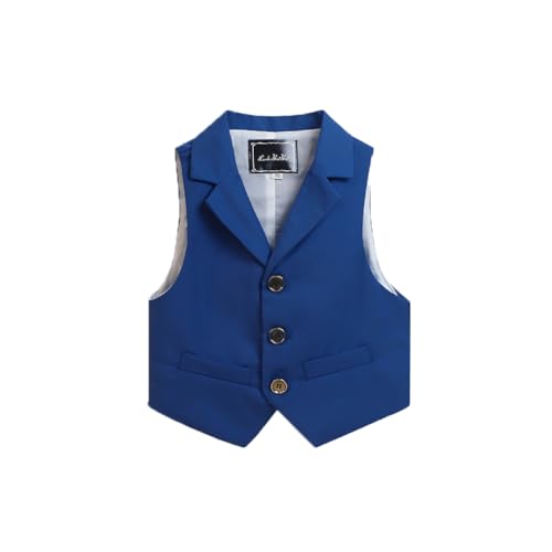 Boy Suit Vest Single Breasted V-Neck Vest with Pocket for Formal Occasion