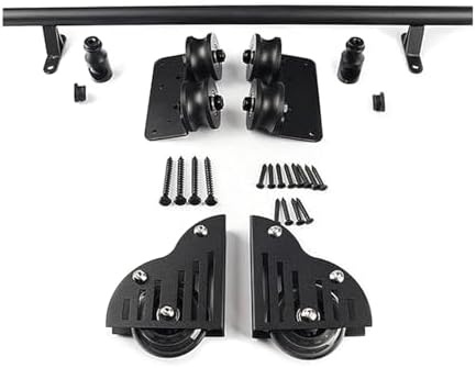 Black Carbon Steel Sliding Ladder Hardware Kit | 8ft Track with Bottom Brake Wheels for Home, Loft, Library | Durable Ladder Hanging Rail (Ladders Not Included)