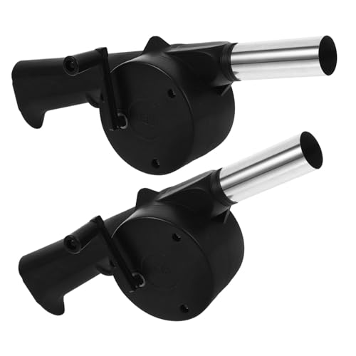Garneck 2 Ventiladores Giratorios De Aire Para Barbacoa De Mano Para Exteriores Camping Picnic Herramienta De Cocina De Plástico Color Negro