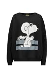 CODELLO Sudadera para mujer, mezcla de algodón, Snoopy negro-S, Negro , L