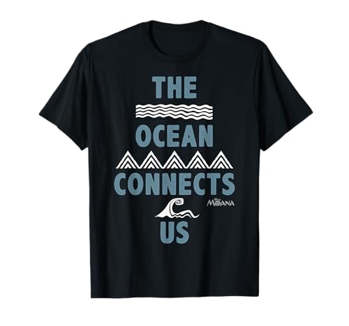 Image of Disney Moana The Ocean Connects Us Tattoo Waves T-Shirt