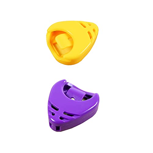Rayzm Lot de 2 supports en plastique pour médiators de guitare, couleur jaune et violet - Les Beatles, Paul McCartney, John Lennon, RIngo Starr, George Harrison Rayzm Lot de 2 supports en plastique pour médiators de guitare, couleur jaune et violet