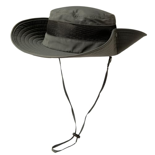 Image of Oversized XL XXL Waterproof Sun Hat for Big Heads Mesh Bucket Hat Wide Brim Adjustable Packable Hiking Beach Fishing