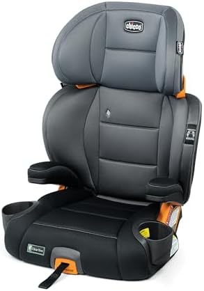 Chicco KidFit ClearTex Plus 2-in-1 Belt-Positioning Booster Car Seat, Backless and High Back Booster Seat, for Children Aged 4 Years and up and 40-110 lbs. - Shadow/Black & Grey