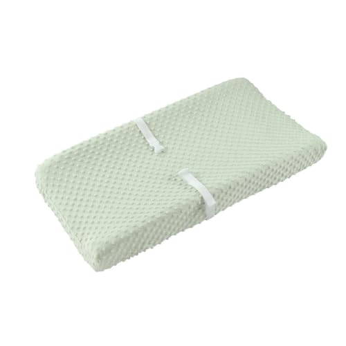 Image of Baby Changing Pad Cover, Super Soft Plush Dot Diaper Changing Table Covers for Baby Girls and Boys, Ultra Comfortable, Safe for Babies, Fit 32"/34'' x 16" Pad (Green)