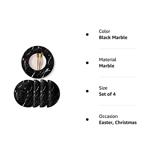 Black Marble Placemats Dinner Mat Round Placemats Set Of 4 Non Slip Washable Table Mats For Kitchen Dinner Table Restaurant 13 X13 Inch #TOP5