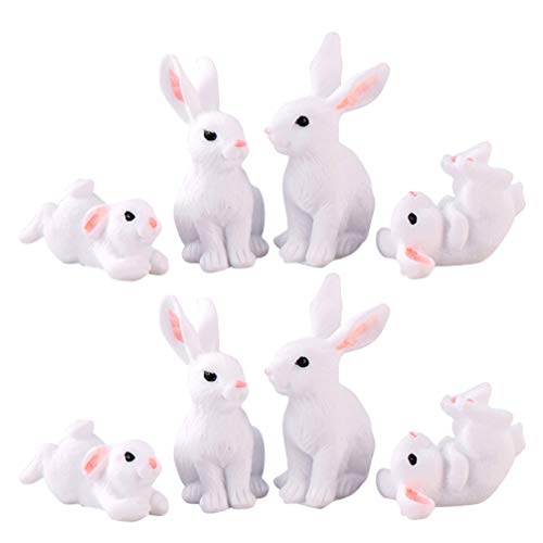 Amosfun Miniature Resin Rabbit Figurines Fairy Garde Miniature Ornament Moss Landscape Diy Crafts Plant Pots Figurine For Garden Easter Decor 12Pcs (Random Style) #TOP22