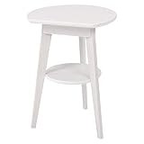 萩原 サイドテーブル 丸型 机 ナイトテーブル 【壁付けできる】 丸テーブル 天然木 ホワイト VT-7972WS