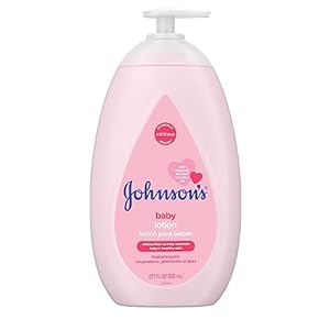 Johnson’s Moisturizing Mild Pink Baby Lotion with Coconut Oil for Delicate Baby Skin, Paraben-, Phthalate- & Dye-Free, Hypoallergenic & Dermatologist-Tested, Baby Skin Care, 27.1 Fl. Oz