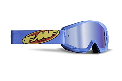 FMF PowerCore Core Youth MX Offroad Goggles Cyan w/Blue Mirror Lens