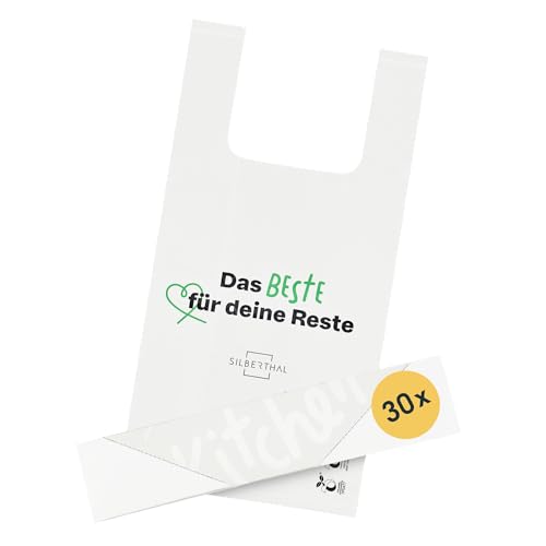 SILBERTHAL Organic waste bags for compost bins, 4 litres x 30 pieces, bin liners for organic waste, tear-resistant, waterproof and bag with carrying handles