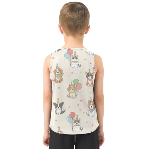 J JOYSAY Birthday Dog Balloon Boys Tank Top Sleeveless Muscle Shirts Quick Dry Sport Workout Active Kids T-Shirts 3-15T3