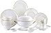 THj Ensembles de Vaisselle Ensemble de Vaisselle, 48 pièces pour 10 Ensemble de Vaisselle en Porcelaine Blanche de qualité supérieure, Motif doré, Porcelaine de qualité supérieure