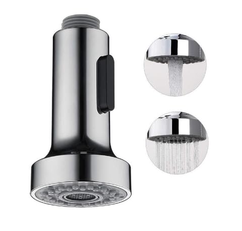 Guyode Douchette Evier Cuisine, 2 Modes Embout Robinet Cuisine, Tete de Robinet pour Rétractable Mitigeur Cuisine Universel G1/2 Pivotant à 360°Remplacement Filetage Mâle (Argent)