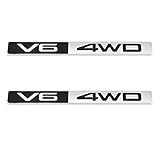 WOSITE 2Pcs 5.8" Length 3D Metal V6 4WD Car Truck Door Body Side Fender Rear Trunk Adhesive Emblem B