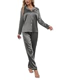 Drtope Women Silk Pajamas Set Long Sleeve Satin...