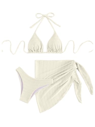 Amazon.com: SHENHE Women's 3 Piece Textured High Cut Halter