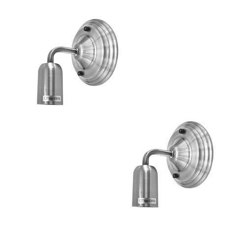 Image of LEDSone 2 Pack Wall Lights Indoor Chrome Metal E27 Modern Wall Sconce Lighting Easy to Install Industrial Lamp for Living Room, Bedroom, Kitchen, Hall, Bar, Restaurants, Coffee Shop