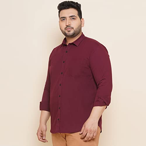 Image of JOHN PRIDE Plus Size Men Regular Fit Long Sleeves Solid Maroon Casual Shirt (EJPSF45220C Maroon)