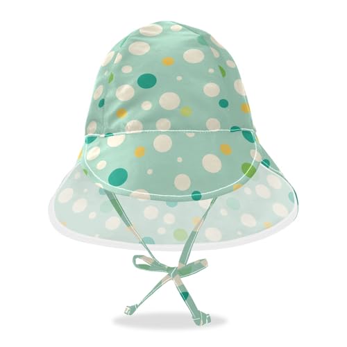 Modern White Rounds Dots Teal Infant Sunhat Boy Hat Girls UPF 50+ Protection Wide Brim Travel Essentials