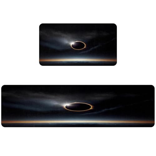 Tapete de cocina para pasillo y cuarto de lavado VAPOKF eclipse negro de 2 piezas 2