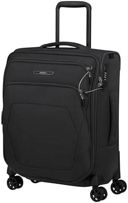 Samsonite Spark SNG Spinner Handgepäckkoffer, 55 cm | Schwarz, erweiterbarer Weichschalenkoffer, 55H x 40W x 23D cm, 48/55 L, 2.7 kg, mit TSA-Schloss und versenkten Doppelrollen