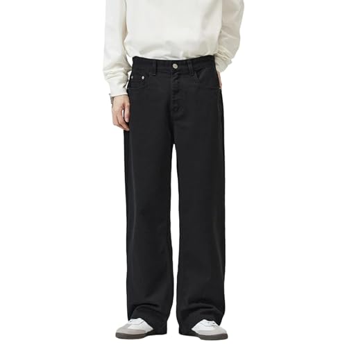 Herrenjeans Relaxed Fit, Casual Loose Fit, Vintage Denim, Streetwear, Schlichte Modejeans, Schwarz, XS