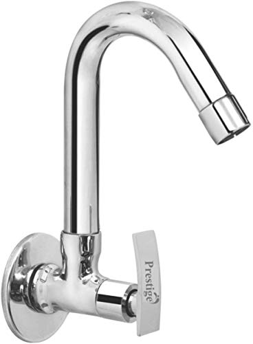 Prestige Wall Mount Installation Type Passion Sink Cock Pillar Brass Tap - Silver