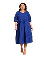 The Pink Moon Women's Plus Size Maxi Cobalt Tire Dress - (DRS_105_Cobalt_Blue_6XL)