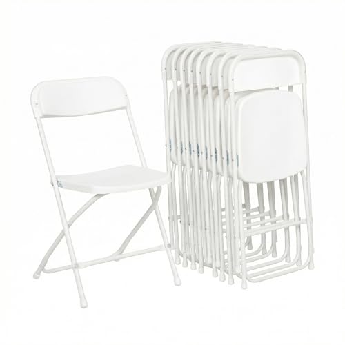 EGGREE Lot de 8 Chaises de Jardin Pliantes Blanches Charge Max 150 kg, Mobilier d'Extérieur Résistant pour Terrasse et Balcon, Chaise d'Appoint Pliable avec...