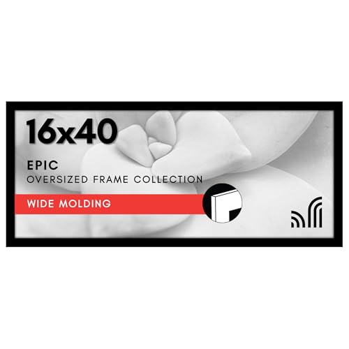 Americanflat 16x40 Poster Frame with Polished Plexiglass - Black Picture Frame - Wide Photo Frames Made of Engineered Wood for Vertical or Horizontal Wall Display - Epic Collection - Black