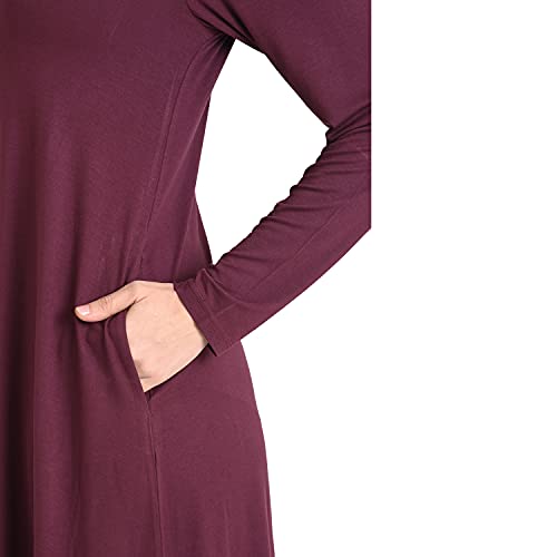 Image of Miss Lavish London Women's Long Sleeve Swing Dress with Pockets Relaxed Fit Soft Casual Dress