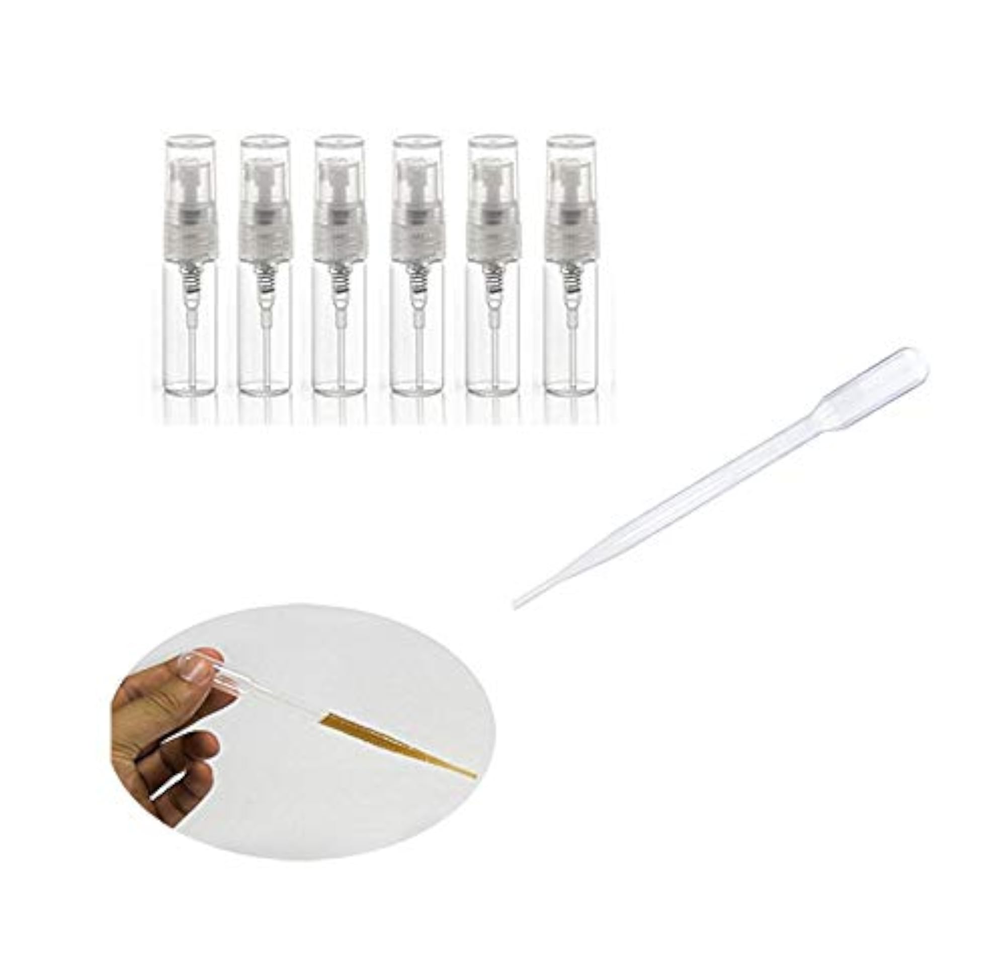 6 Pcs Mini Empty Clear Glass Spray Bottles, Portable