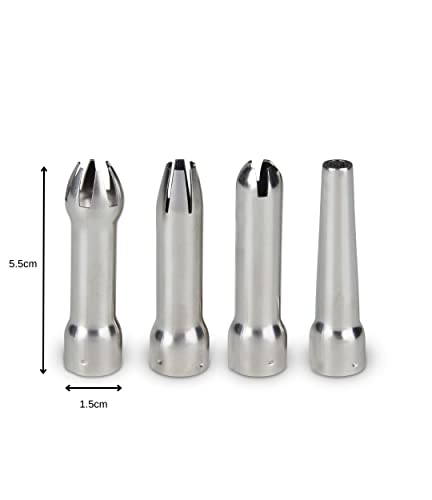 RuneSol 4 x Stainless Steel Whip Cream Dispenser Tips, Four Nozzles Multipack, Replacement Parts for Dessert Decoration Cake Decorating - Image 4