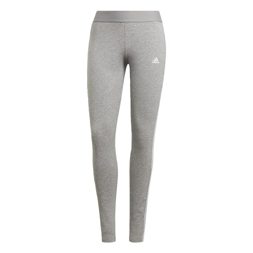 adidas Damen 3 Stripes Leggings , Medium Grey Heather / White, M