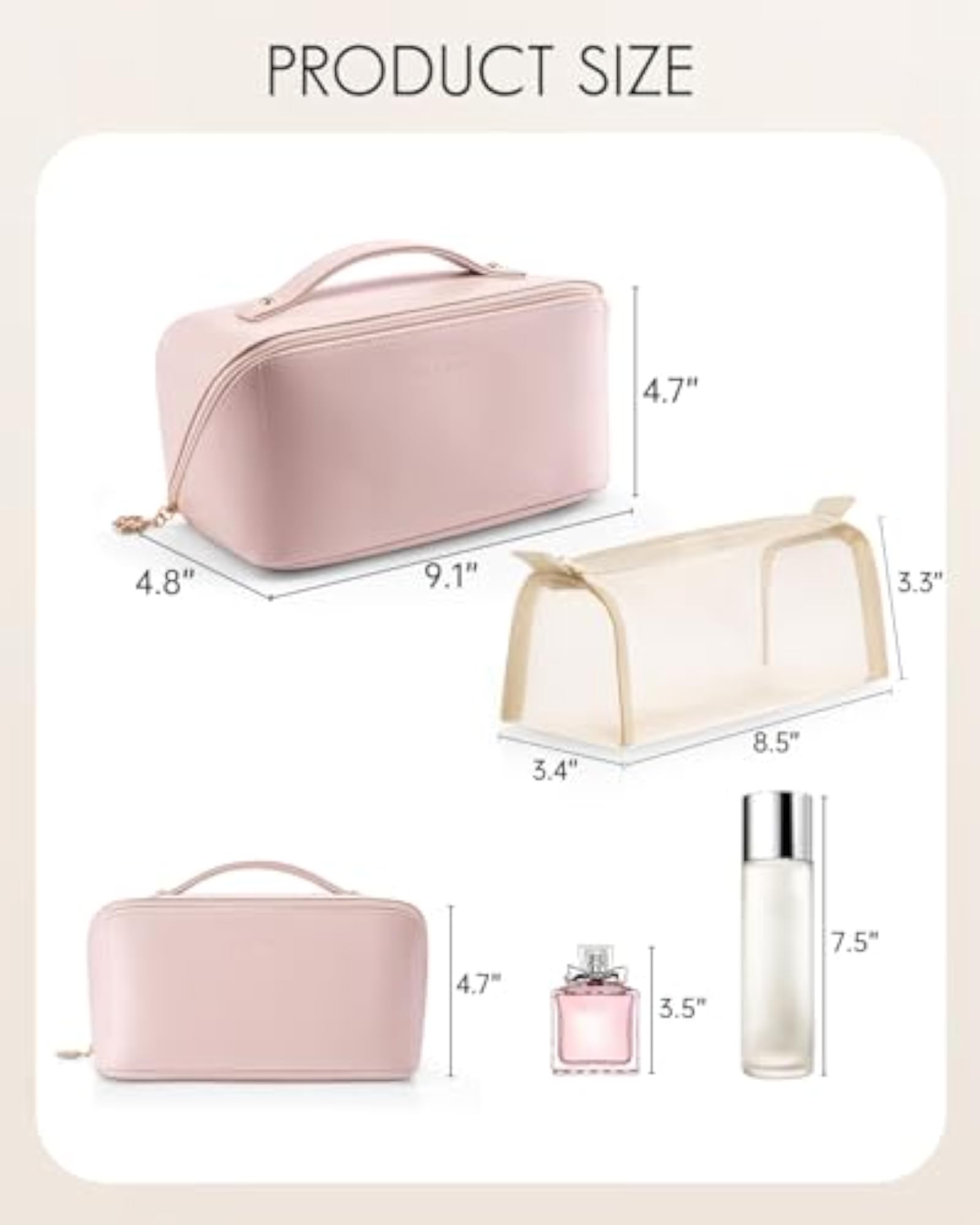 Travel Toiletry Bag for Women, PU Leather